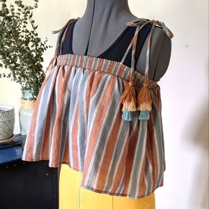 Vestique tank top, striped, earth tones. 100% Cotton, small